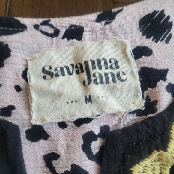 Savanna Jane Leopard Print Embroidered Floral Sleeveless Top M - Picture 4 of 5